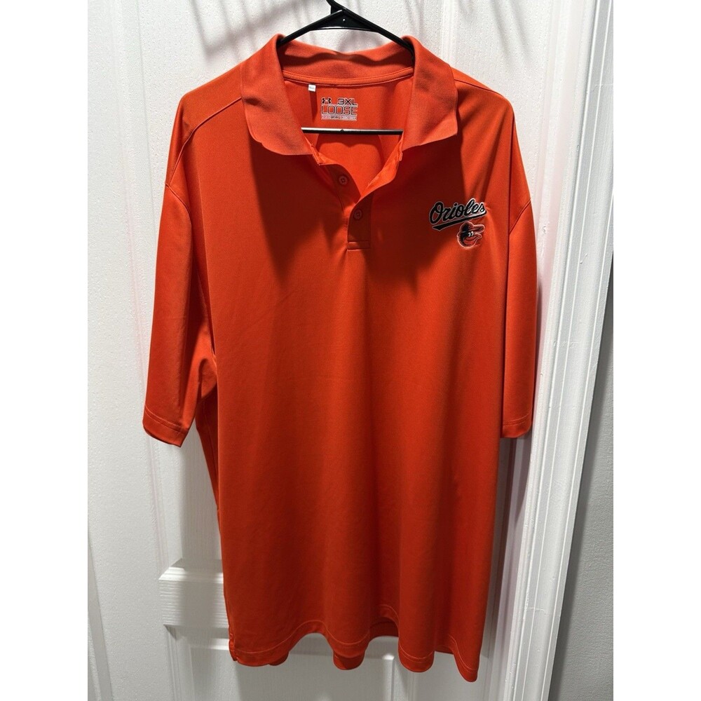 Under Armour Baltimore Orioles Polo Mens 3XL Orange Performance Shirt HeatGear